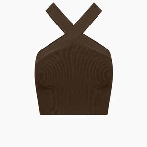 Aritzia Babaton Sculpt Knit Cross Crop in “Coffee Bean”